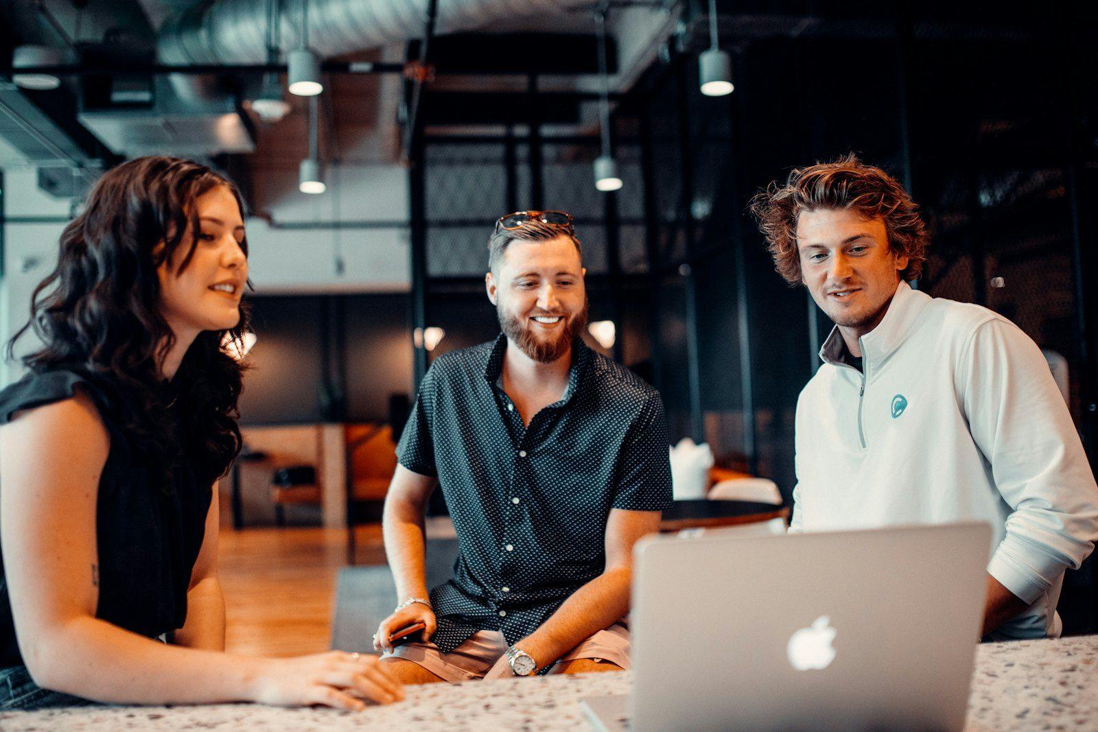 Team working in a modern open office